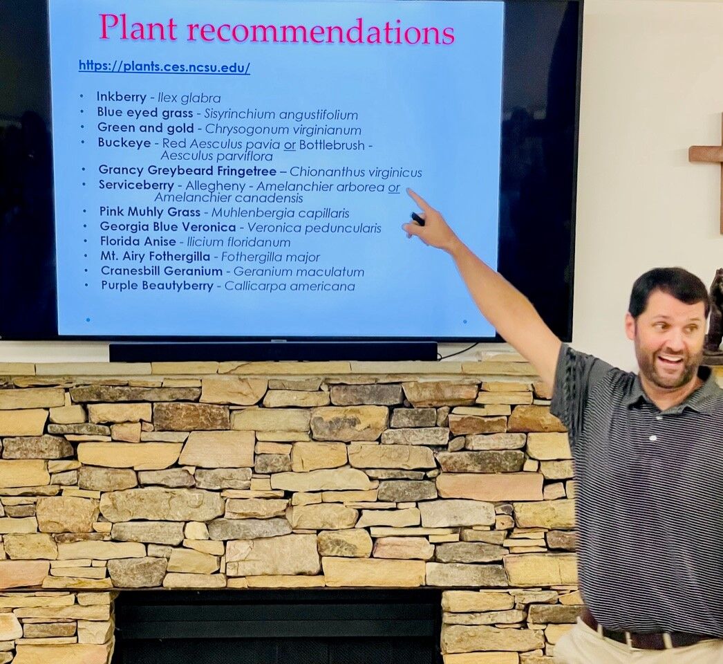 Mathew Parks points out some good landscape choices at the September WFB meeting.